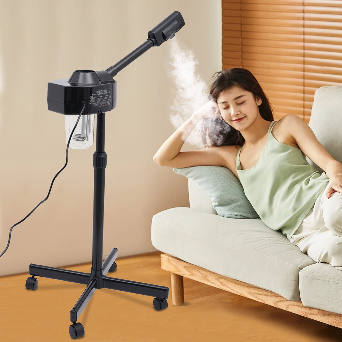 Professional Facial Steamer with Adjustable Head and Wheels 110V