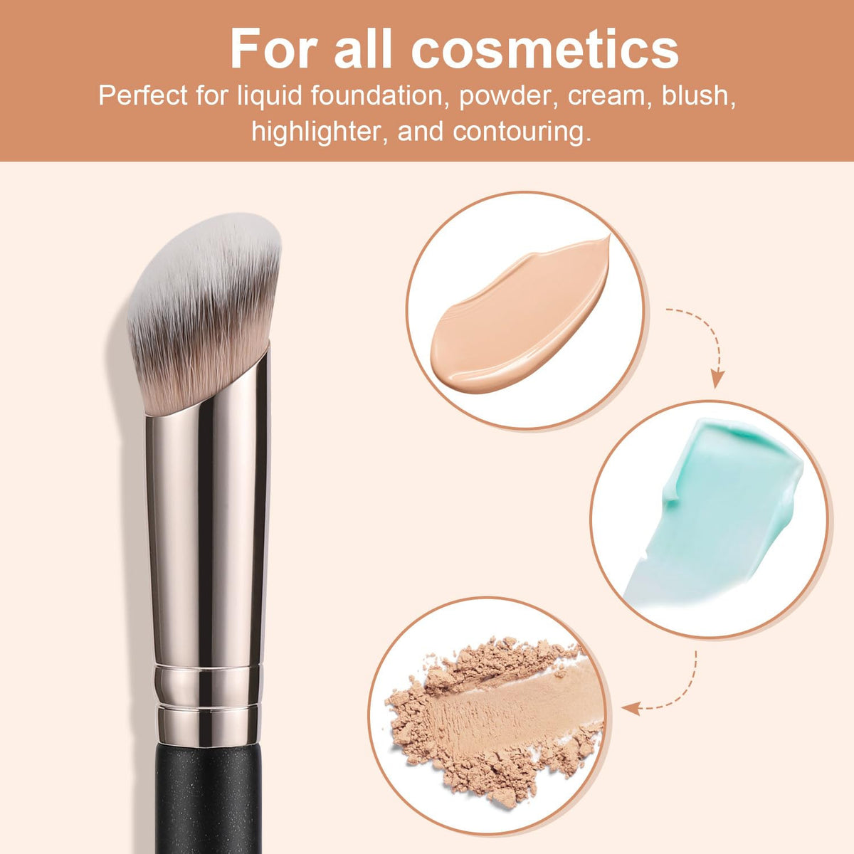3PCS Makeup Brush Set - Angled Synthetic Kabuki Contour Foundation Tools