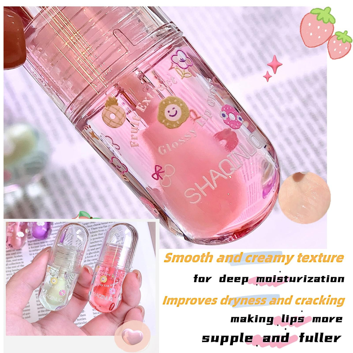 Lip Gloss Oil Set - Fruit Flavored Hydrating Lip Oil Pack of 4