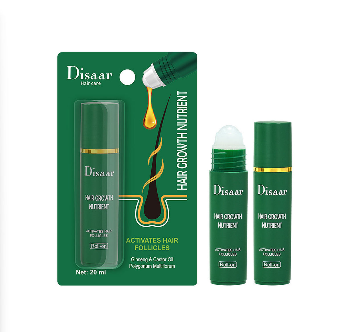 Hair Growth Oil with Ginseng & Castor Oil - 20ml Nourishing Hair Treatment