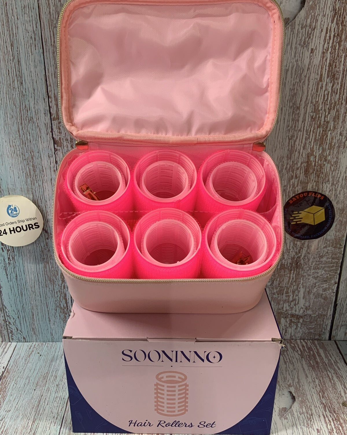 Jumbo Hair Rollers Set with Free Cosmetic Bag - No Heat Curlers for All Hair Types