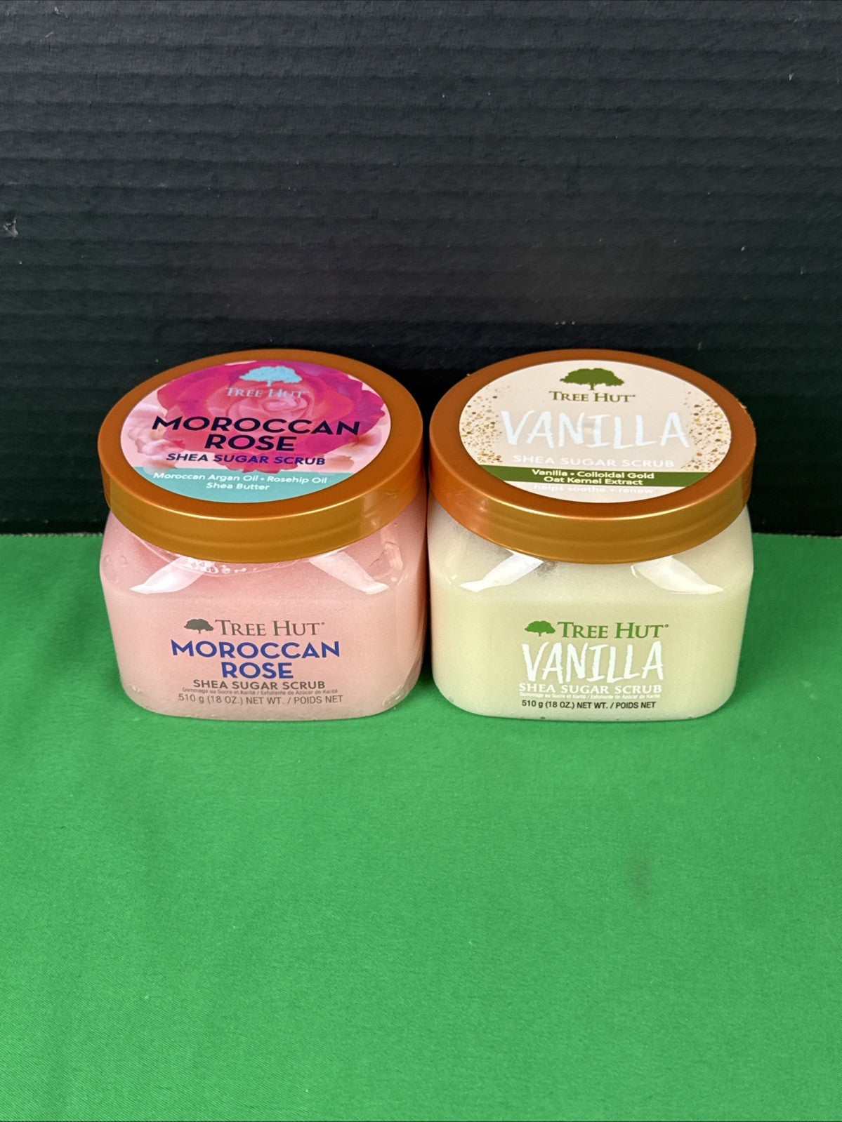 Tree Hut 2 Pack Vanilla and Moroccan Rose Shea Sugar Scrub 18 Oz Each