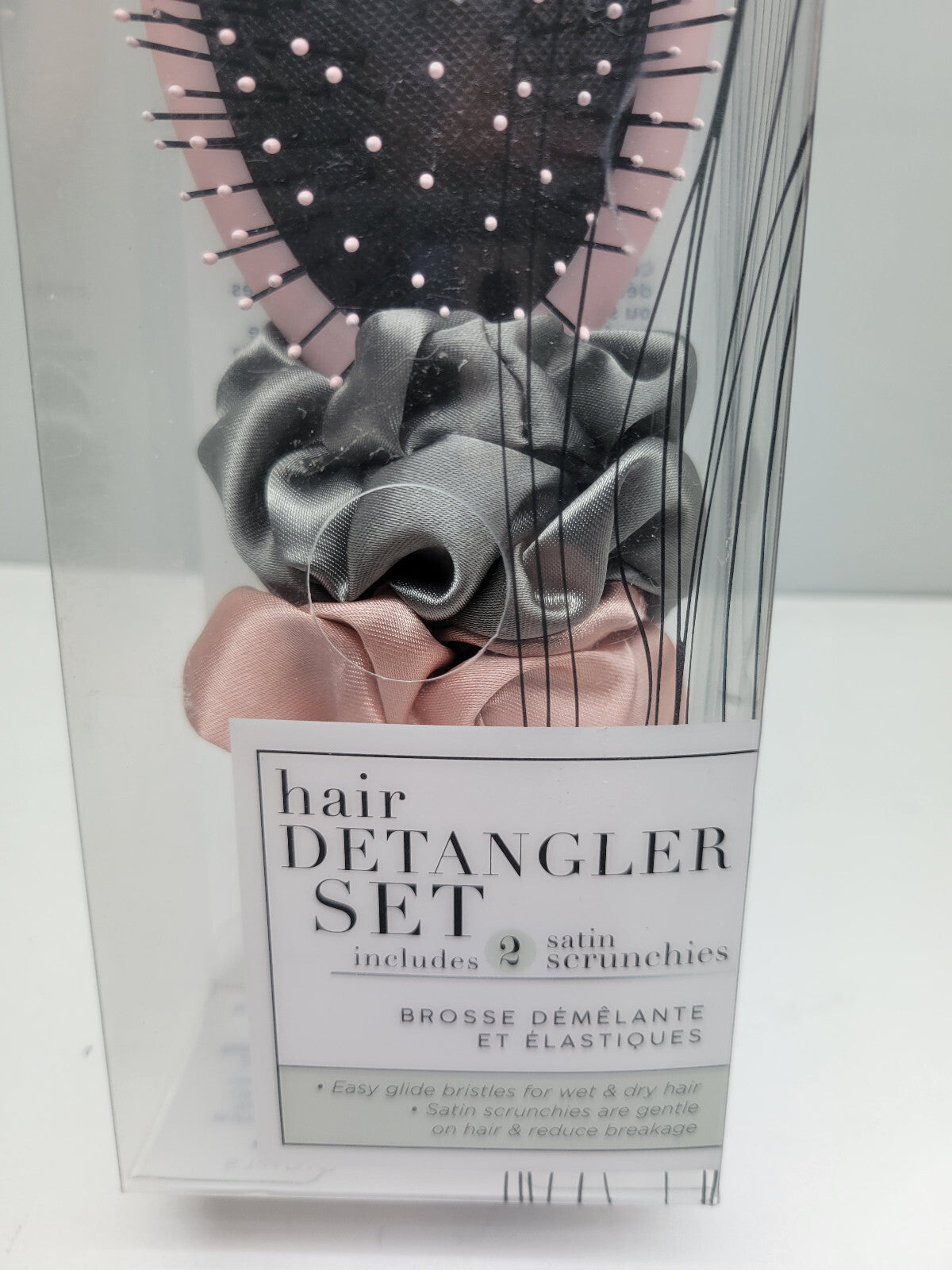 Dry Hair Detangler Set with Brush and Satin Scrunchies - 2 Pack