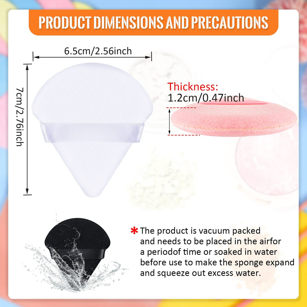 Triangle Powder Puff Set 100 Pcs Velour Makeup Sponges for Loose Powder