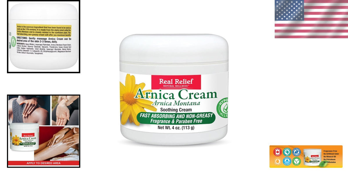 Gentle 4 oz Arnica Cream - Hypoallergenic & Fragrance-Free for
