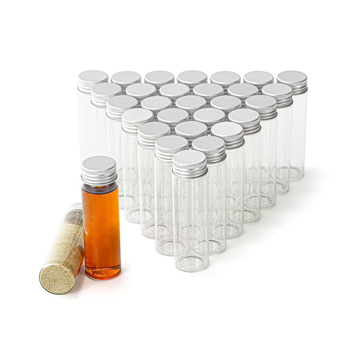50ml Clear Glass Vials with Aluminum Screw Caps - Pack of 30
