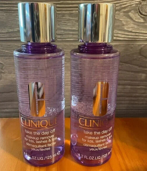 Lot of 2 Clinique Makeup Remover for Eyes, Lips & Face 4.2oz / 125ml