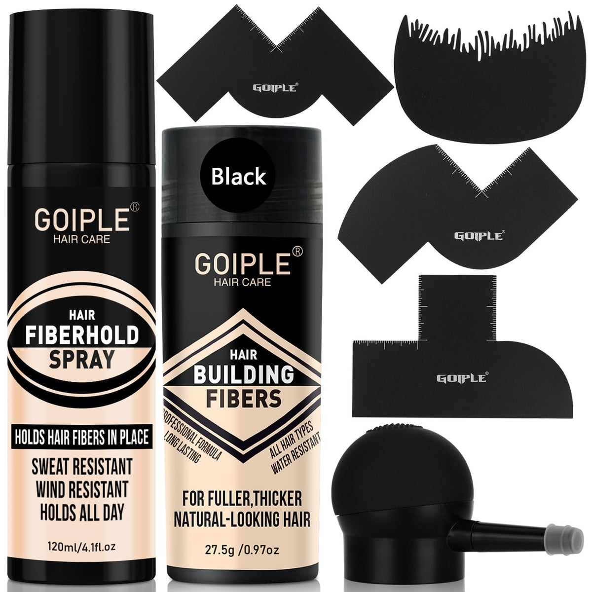 Hair Thickening Fibers with Pump Applicator - Black (4-Pack)