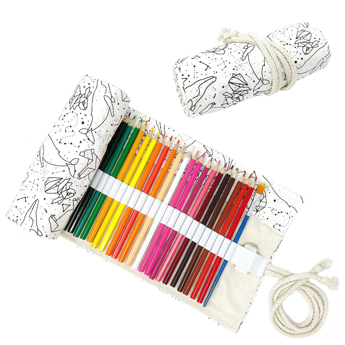 Pencil Roll Organizer with 72 Slots - Art Supply Travel Case, Canvas Wrap