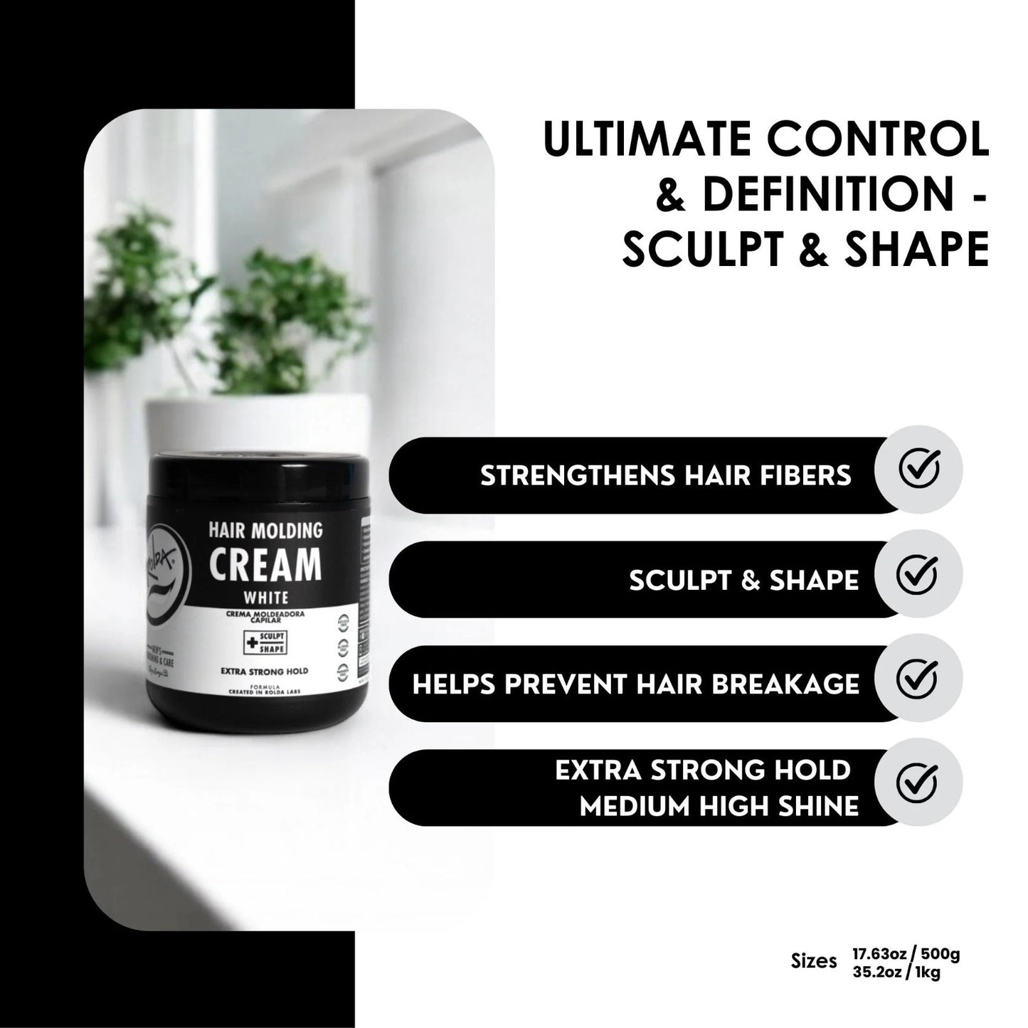 Men's Styling Molding Cream with Anti-Dandruff & Humidity Control - 17.63 oz (2 Pack)