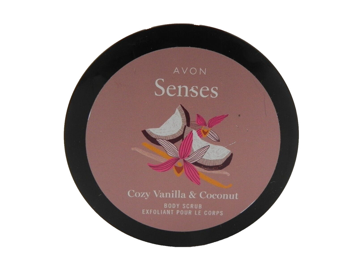 Avon Senses Cozy Vanilla & Coconut Body Scrub, New, 9 oz., Free