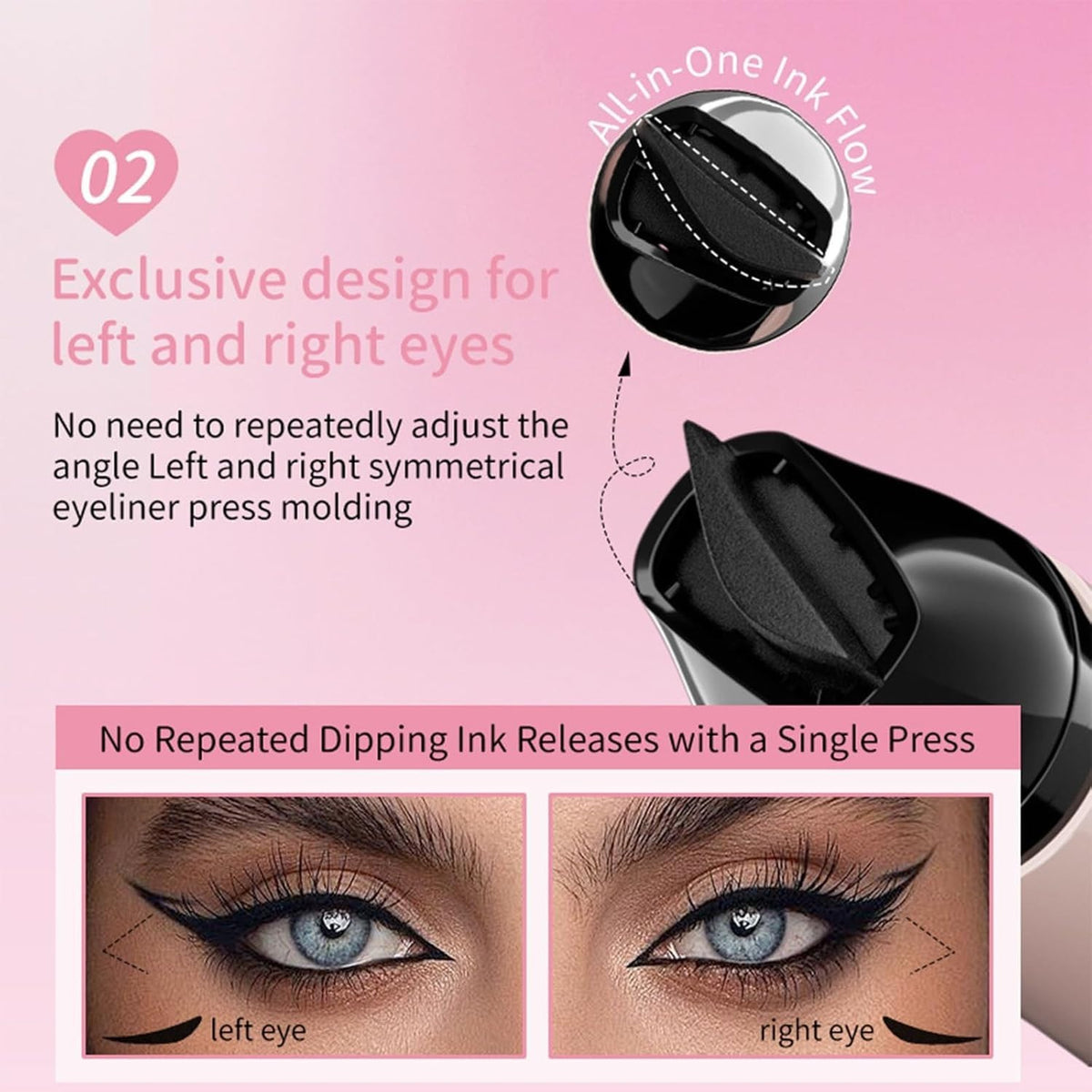 Foldable Eyeliner Stamp Kit for Winged Eye Makeup - Waterproof, Smudge-Proof, Dual-Ended Design