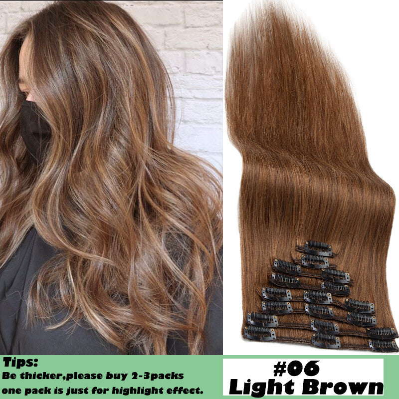 Clip In Human Hair Extensions Full Head Set - Remy, Long & Short Styles