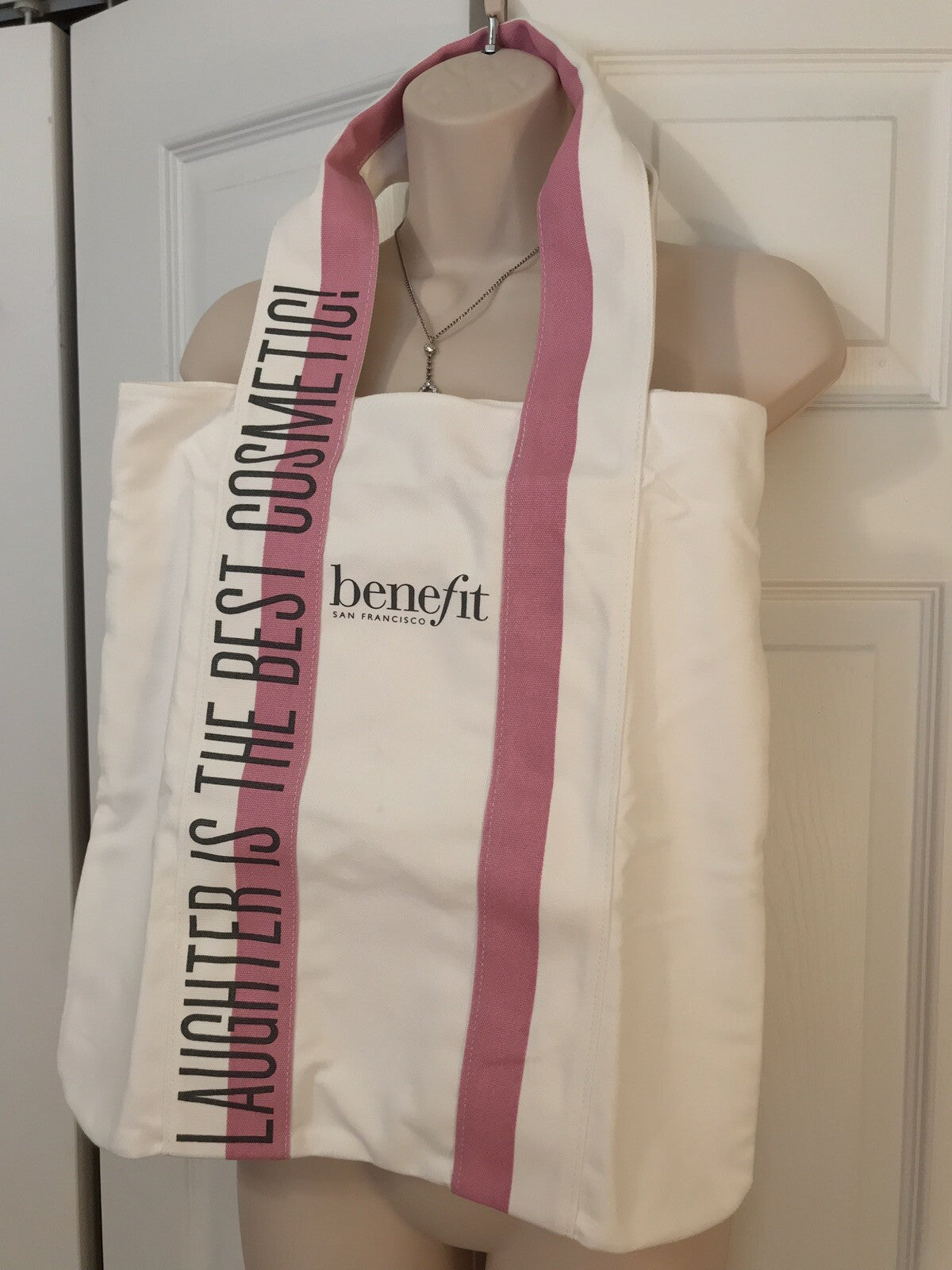 Laughter Is the Best Cosmetic Canvas Tote Bag with Pins - Benefit