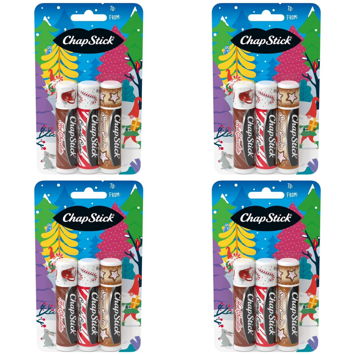 ChapStick Holiday Lip Balm 4 Pack - Seasonal Flavors Bulk Set, 12 Total