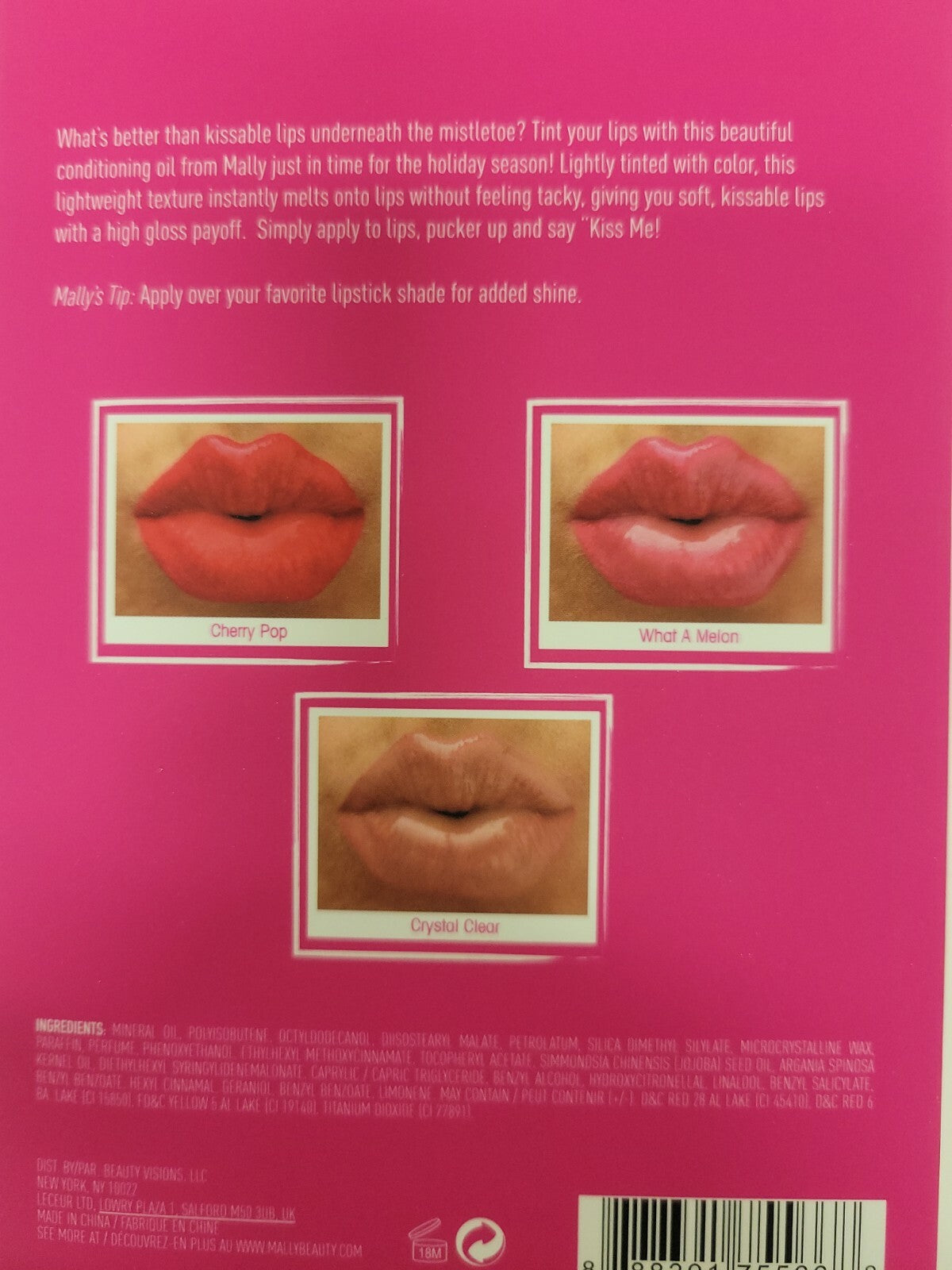 Lip Oil Set - Tinted Lip Treatment Trio with Cherry, Melon & Clear Shades