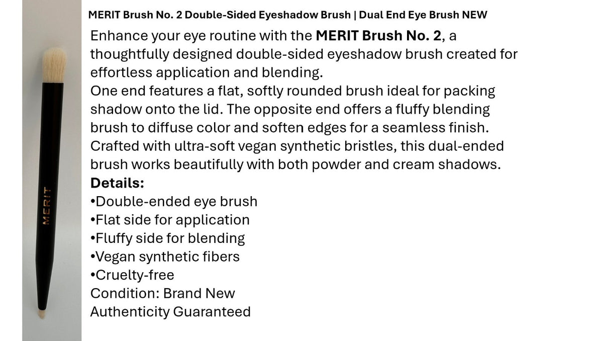 Merit No.1 No.2 Brush Set – 2-Piece Makeup Brushes for Face & Eyes (NIB)