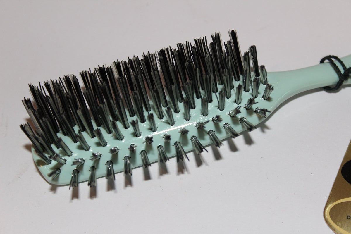 Vintage Blue Round Bristle Hair Brush with Dupont Nylon Tips - 7.5 Inch