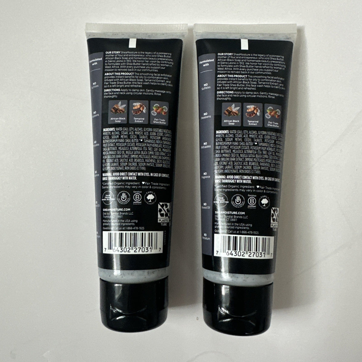 (2) SheaMoisture African Black Soap Face Wash and Scrub 4 Fl Oz