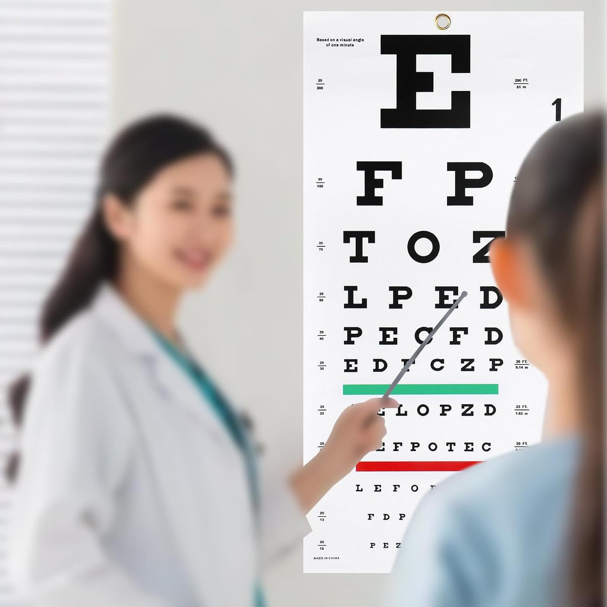 Snellen Eye Chart for Vision Testing - 20 Feet Wall Chart with Patching Kit