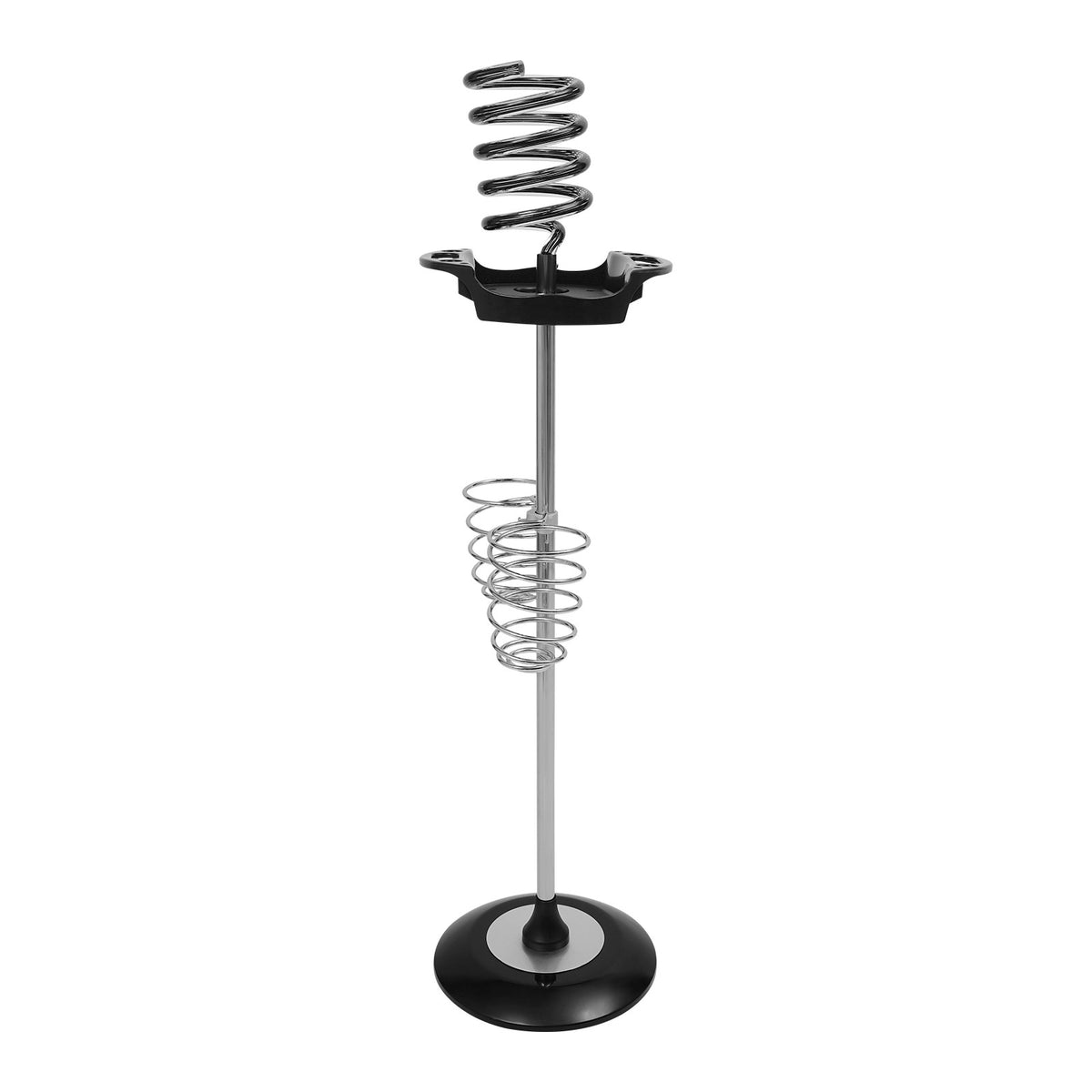 Freestanding Hair Dryer Stand with Tray & Spiral Holders - Black