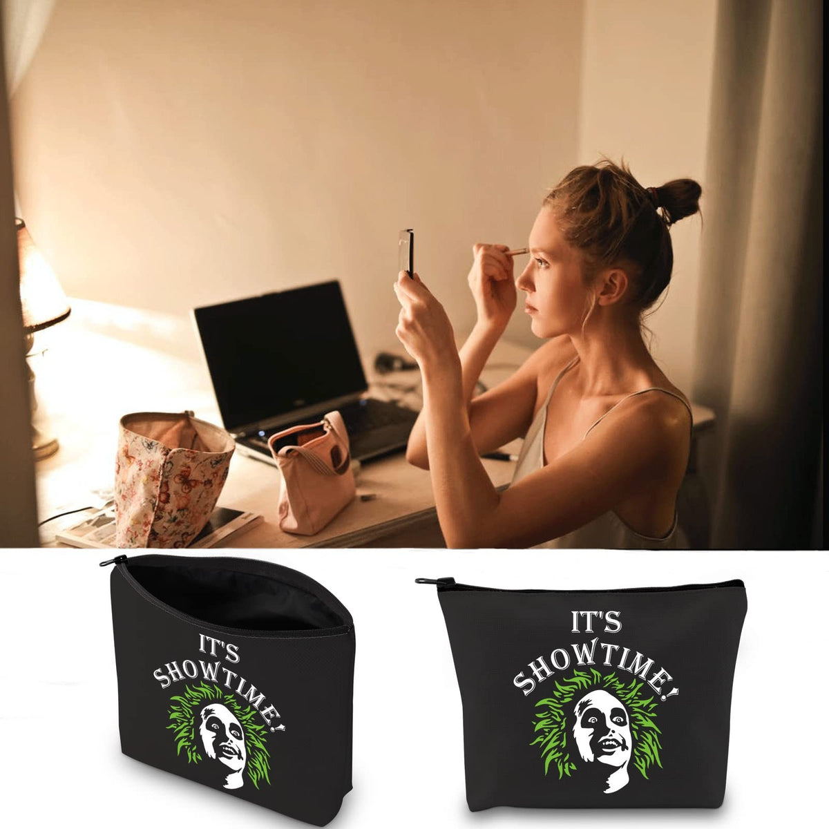 Ghost Movie-themed Makeup Bag - Spooky Undead Design, 23.5cm x 17cm