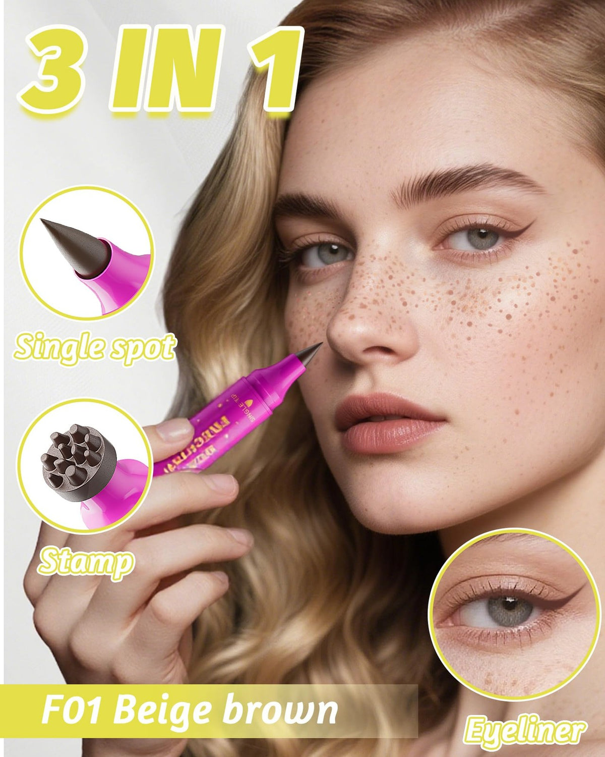 Freckle Stamp Pen Dual-End Fake Freckles Makeup Pen - Natural Shades