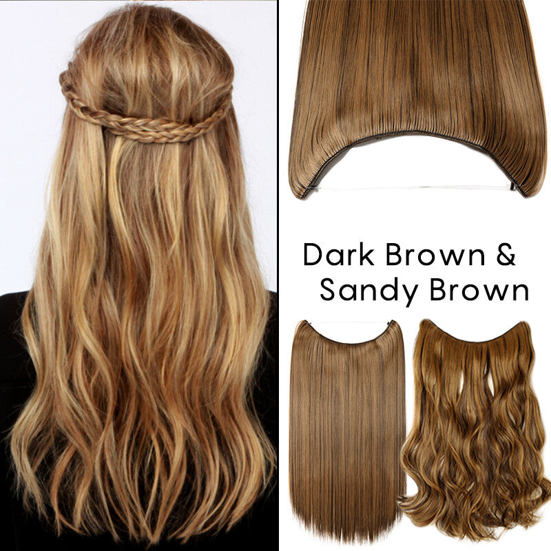Natural Wire-In Hair Extensions Clip-In Nano Ring Hairpiece - Versatile & Easy to Use