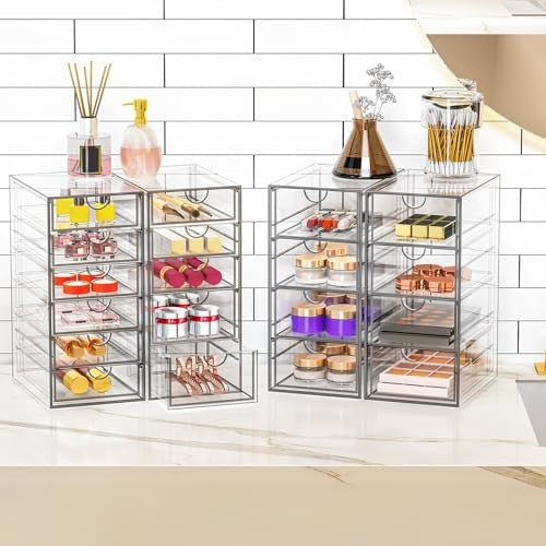 Acrylic Makeup Organizer with 19 Drawers - Clear Storage Drawer Unit