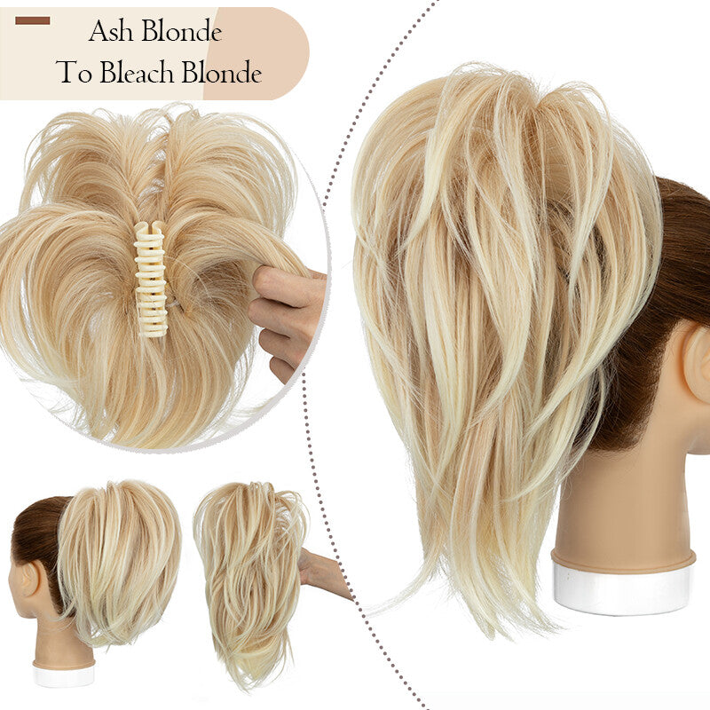 Bendable Clip-In Ponytail Hair Extension - Short 12-Inch Synthetic Bun