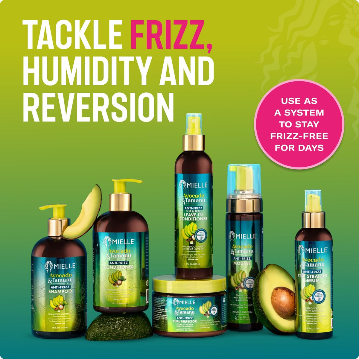 Anti-Frizz Hair Serum with Avocado & Tamanu Oil - Stay Straight, 6 Fl Oz