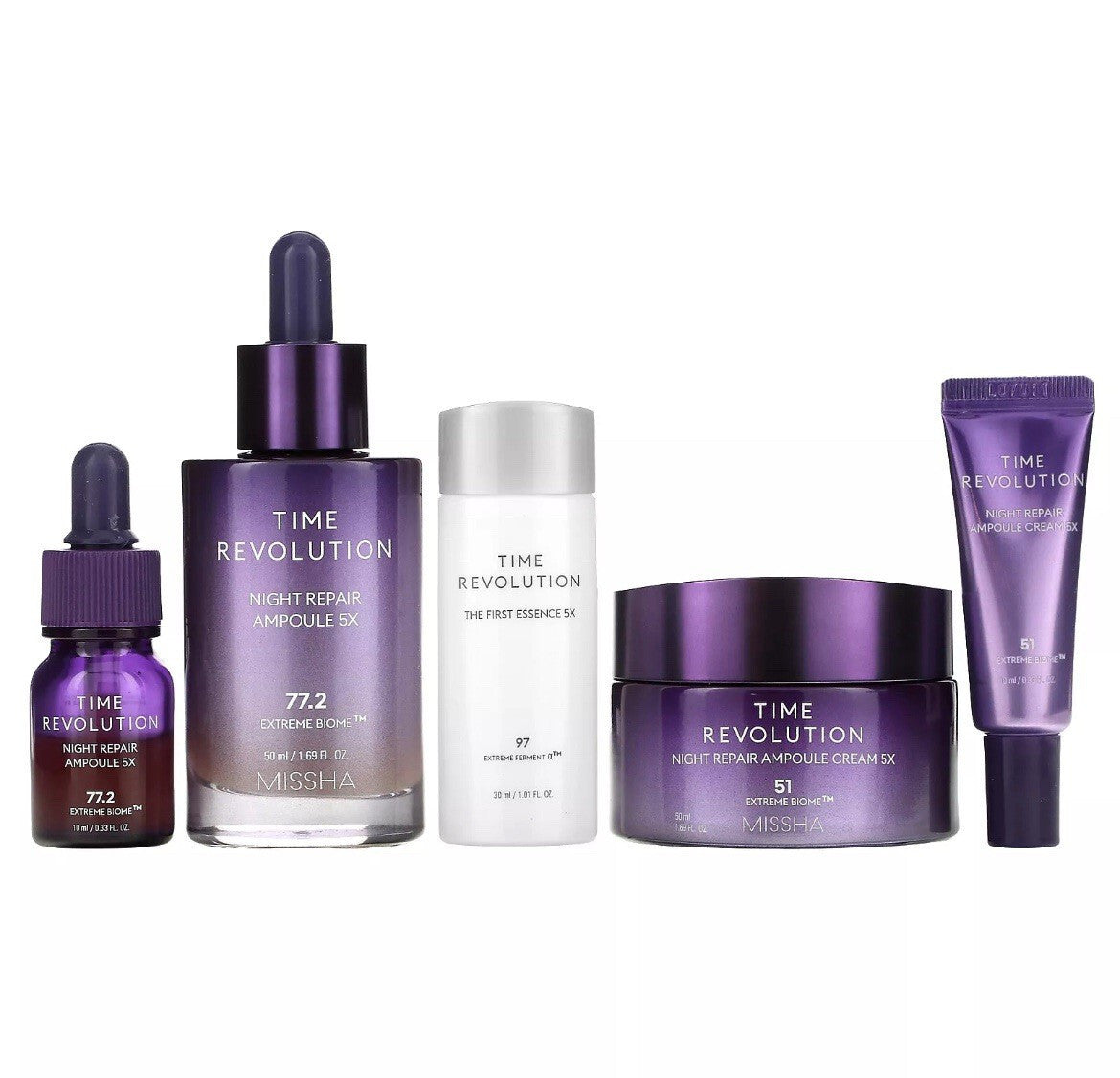Missha Night Repair Skincare Set with Ampoule & Essence - 5 Piece