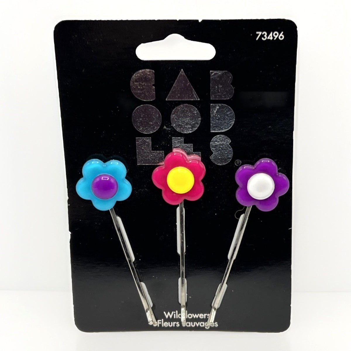 Goody Caboodles Bobby Pins Wildflowers 3 Pc Pink Purple Blue Vintage