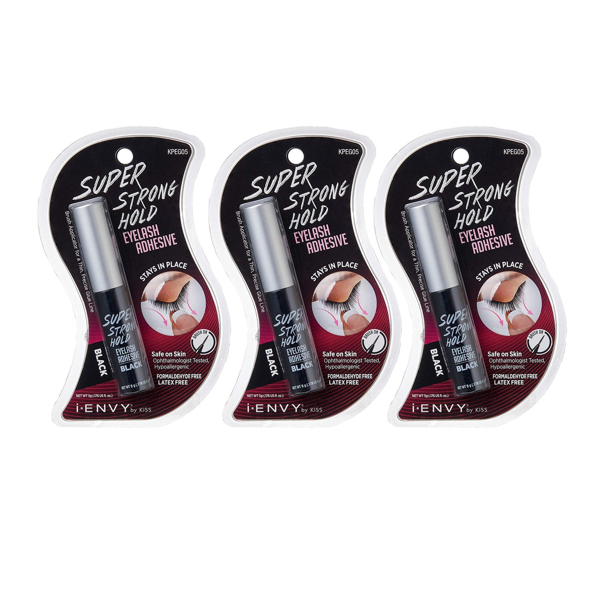 Waterproof Eyelash Adhesive 3-Pack - Strong Hold, Latex & Allergy-Free