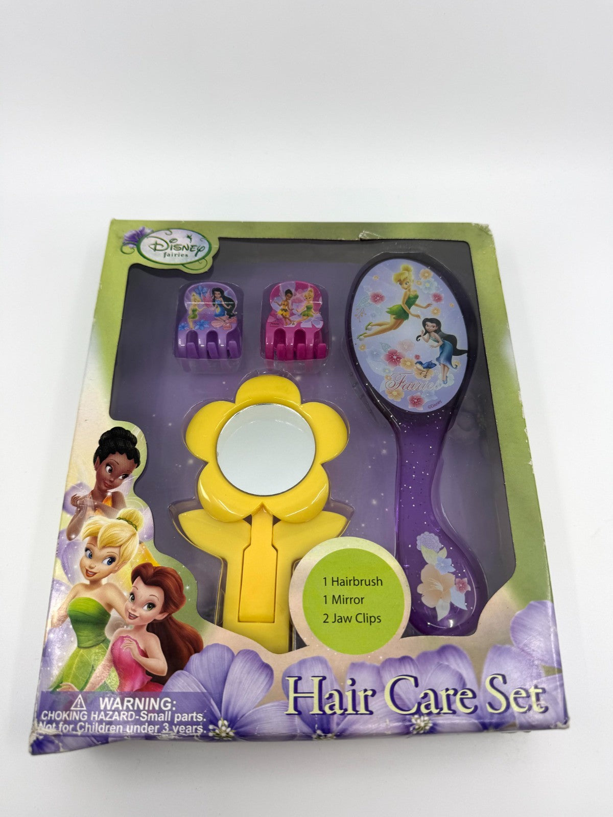 Disney Fairies Hair Care Set with Hairbrush, Mirror & Clips for Kids
