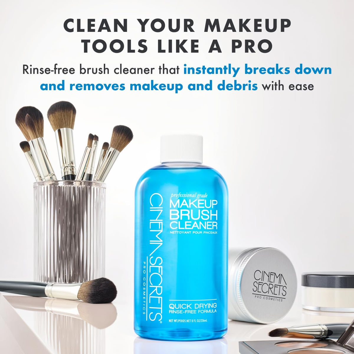 Cinema Secrets Blue Vanilla Makeup Brush Cleaner Solution – Quick-Drying