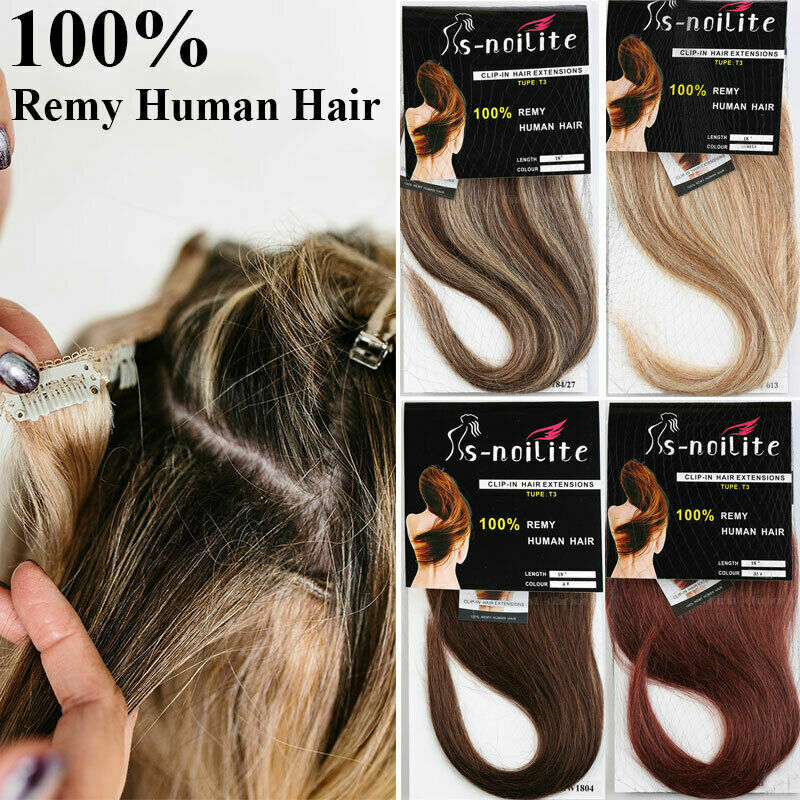 Clip-In Human Hair Extensions Full Head - Virgin Remy, Multiple Colors & Lengths