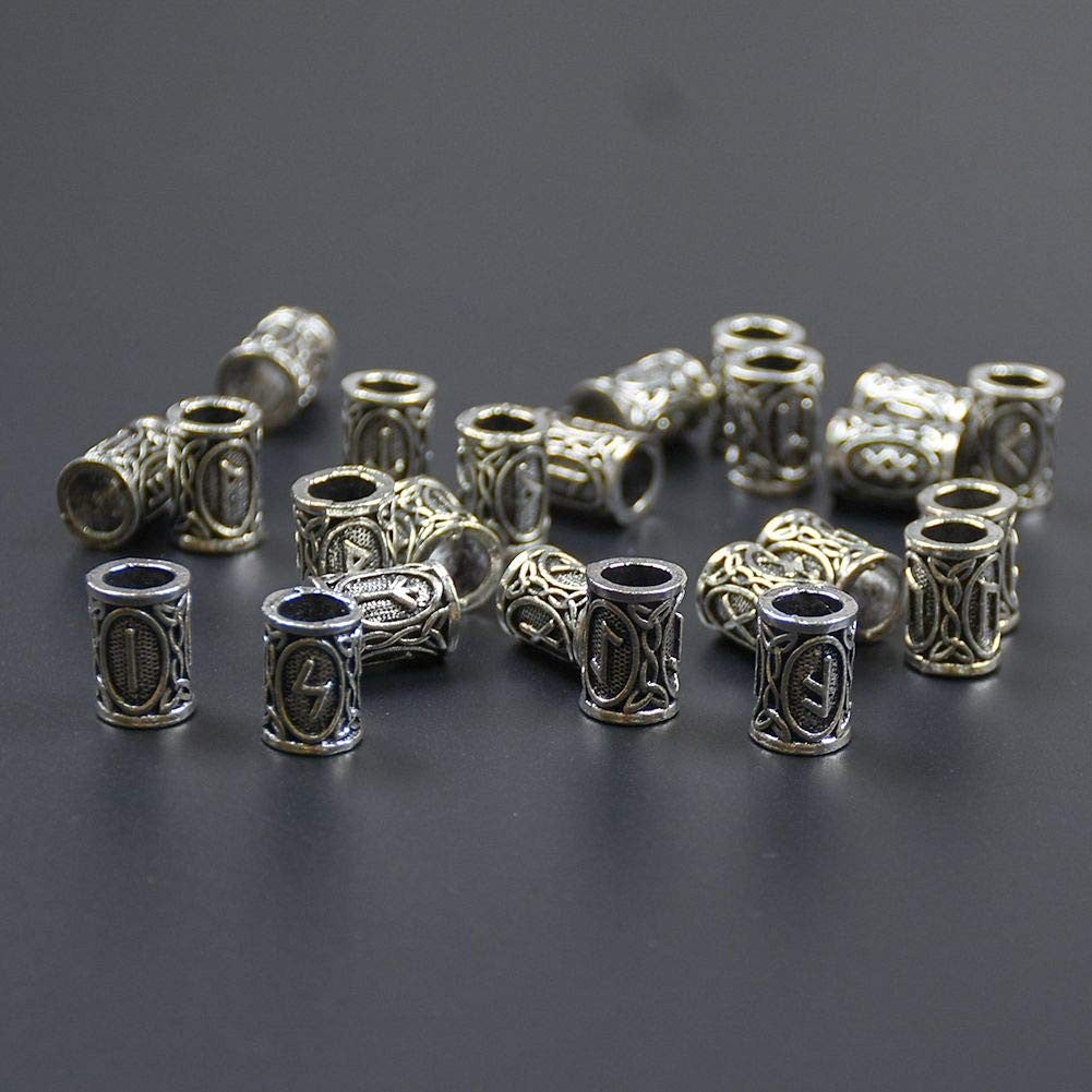 24 PCS Viking Hair Beads Beard 6 Pull PCS, Black