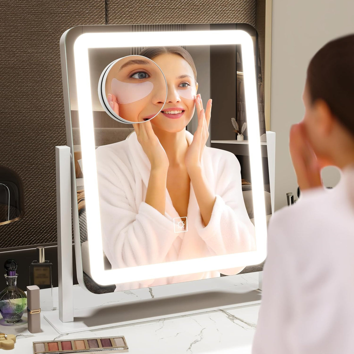 15x13 Inch Lighted Makeup Vanity Mirror with Dimmable LED & 360° Rotation