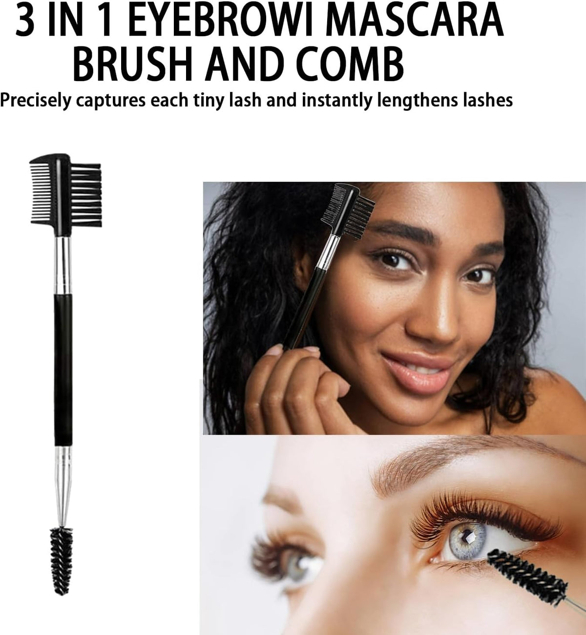 2PCS Eyebrow and Eyelash Grooming Brush Set - 3 Head Makeup Tools