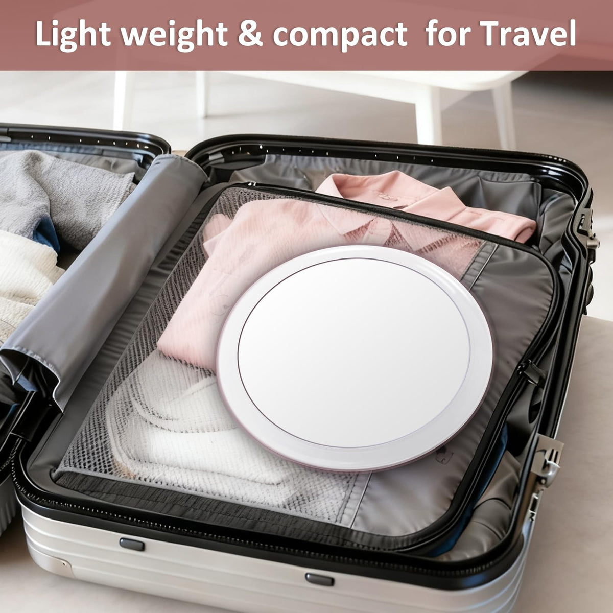 8 Inch Magnifying Mirror with 5X Magnification and Suction Cups for Travel & Grooming