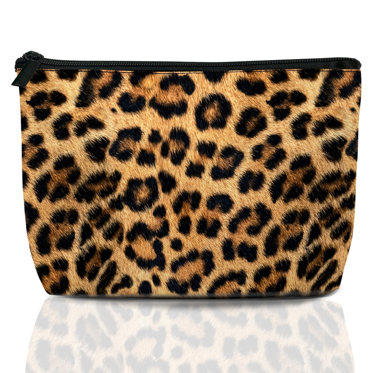 Brown Leopard Print Makeup Bag - Portable Cosmetic Organizer for Women