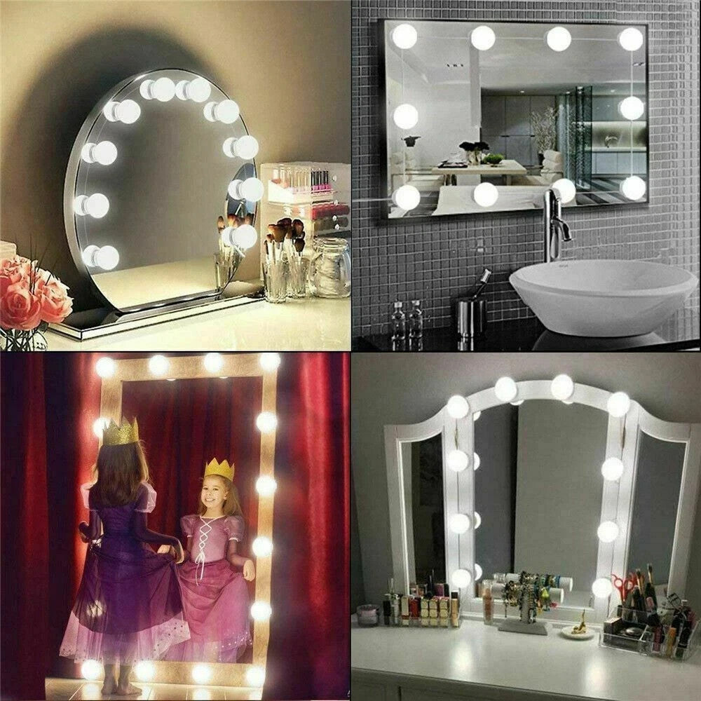 Makeup Mirror Light Kit with 10 Dimmable LED Bulbs - Hollywood Vanity Lighting
