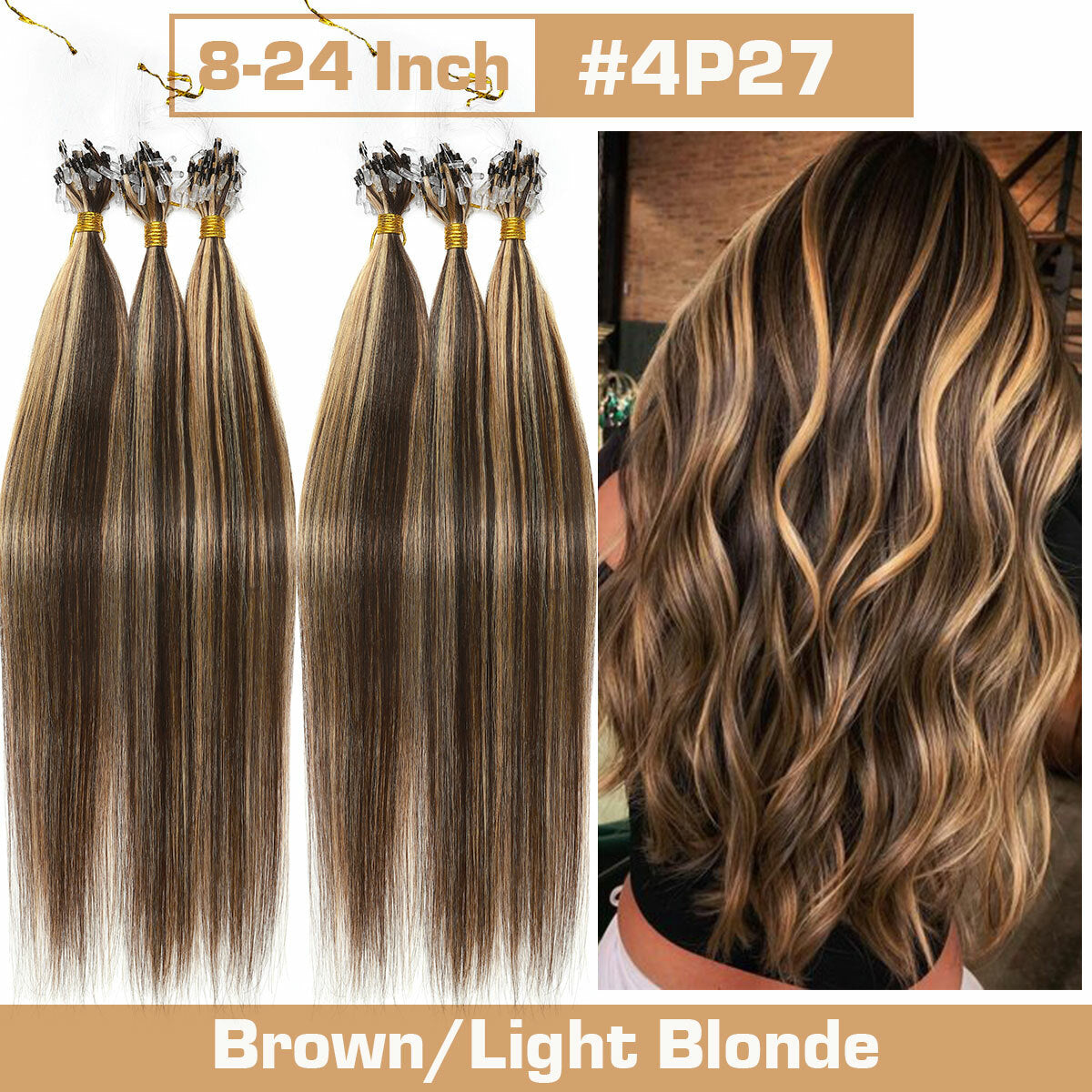 Thick Micro Loop Human Hair Extensions - Remy 100% Human Hair, Nano Beads, Multiple Lengths & Colors