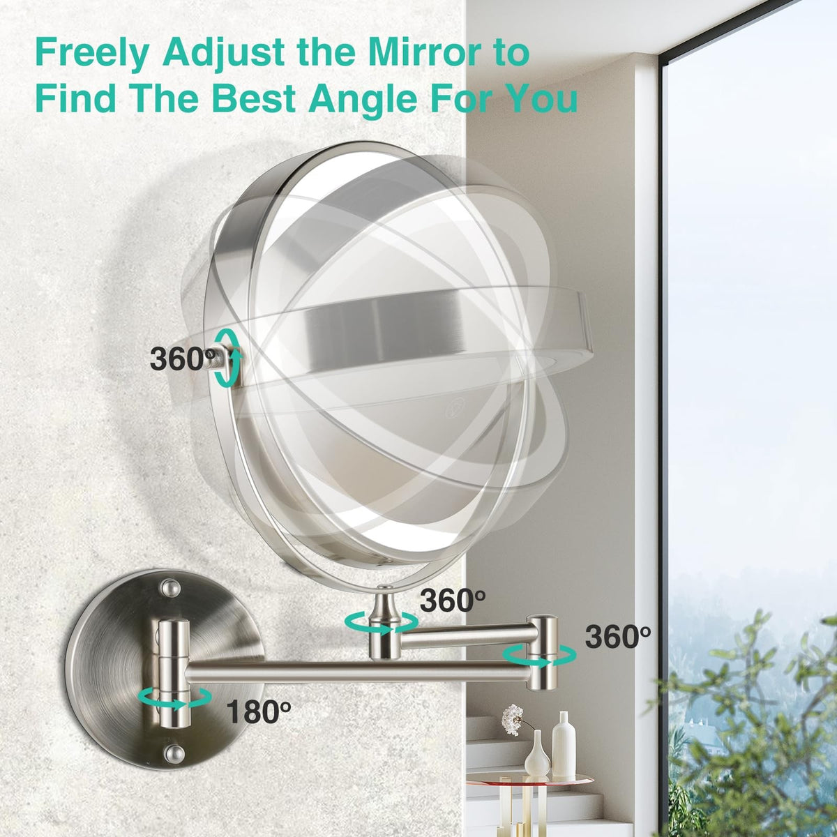 Lighted Makeup Mirror with Magnification 8.5 Inch Rechargeable 3 Light Modes