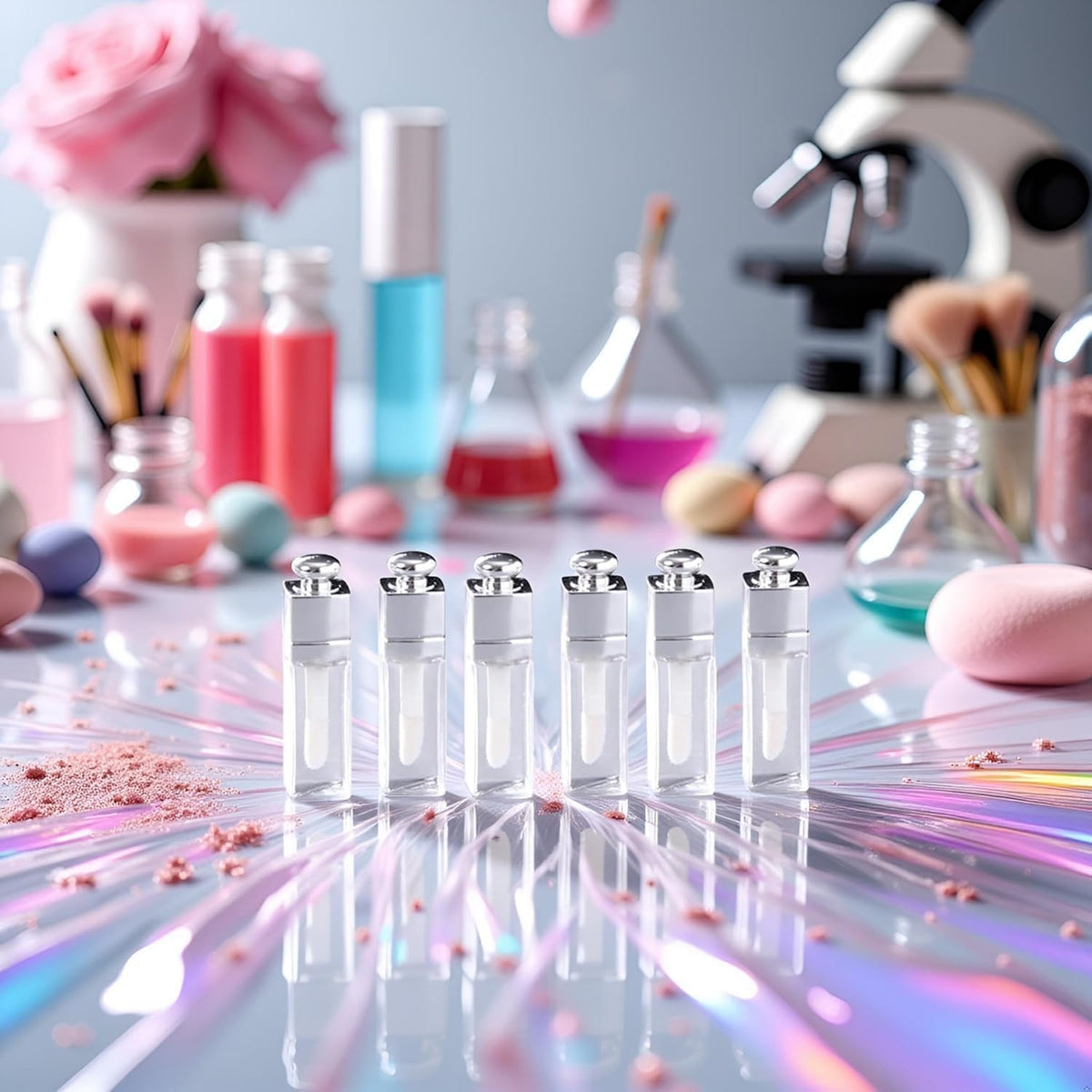 6 Pack Refillable Clear Lip Gloss Tubes 3ml for DIY Lip Products