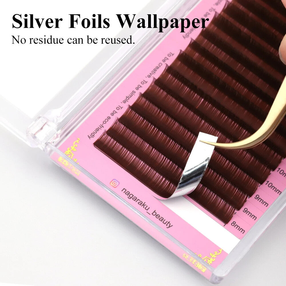 Natural Synthetic Mink Individual False Eyelashes 16 Rows Brown N/L