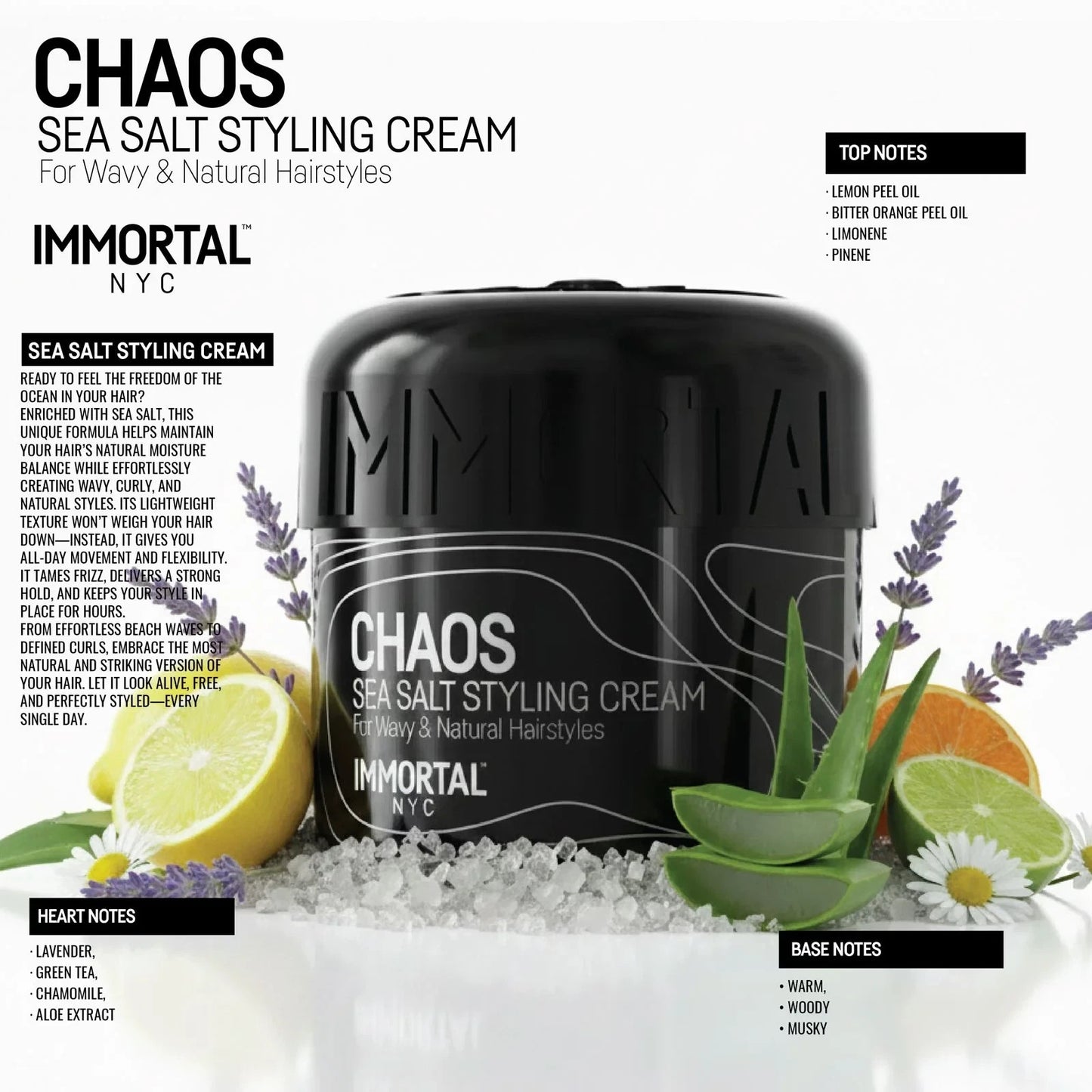 Sea Salt Styling Cream for Wavy Hair - Beachy Texturizing Hair Gel - 16.9oz