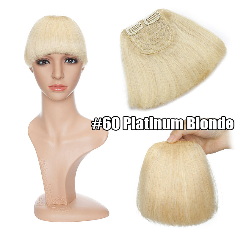 Women Remy Clip-In Hair Extensions Bangs Front Top Piece - Blonde & Dark Colors
