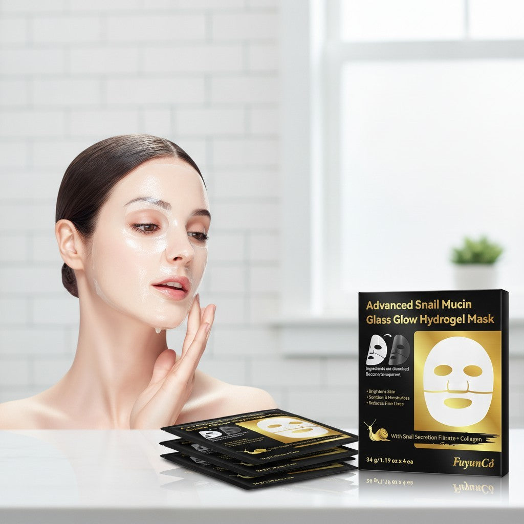 Hydrating Snail Mucin Hydrogel Face Mask Pack of 4 - Anti-Aging & Moisturizing